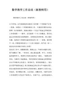 数学教学工作总结（新教师用）