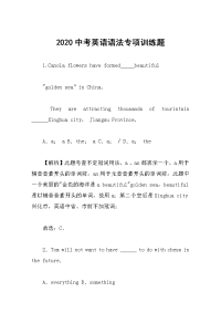 2020中考英语语法专项训练题
