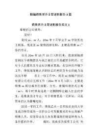 精编销售晋升主管述职报告篇