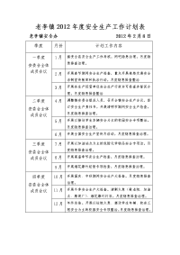 镇2012年度安全生产工作计划表