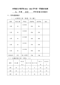 九年级历史学科质量分析报告