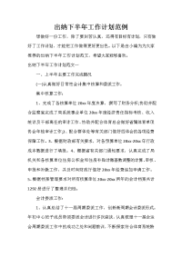 出纳工作计划 出纳工作计划汇总 出纳下半年工作计划范例