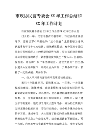 市政协民营专委会xx年工作总结和xx年工作计划