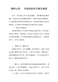 教师心得   学前班的识字教学感想