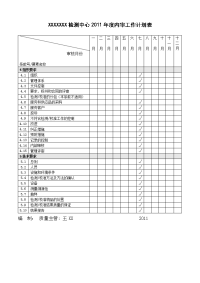 xxxxxxx检测中心2011年度内审工作计划表