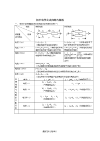 初中电学公式归纳与简析  练习及答案