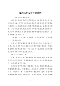 监理工作心得体会范例