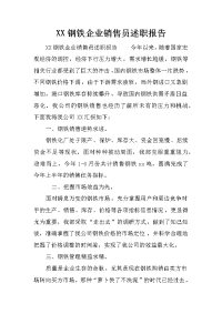 XX钢铁企业销售员述职报告