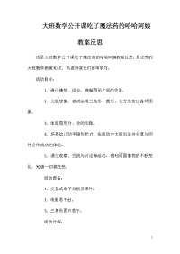 大班数学公开课吃了魔法药的哈哈阿姨教案反思