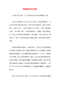 金融营销工作计划表