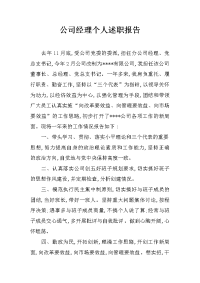 公司经理个人述职报告