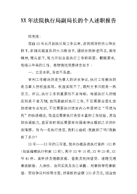 xx年法院执行局副局长的个人述职报告