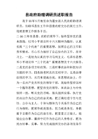 县政府助理调研员的述职报告