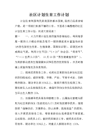 社区计划生育工作计划