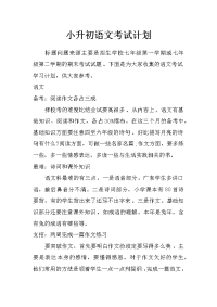 小升初语文考试计划