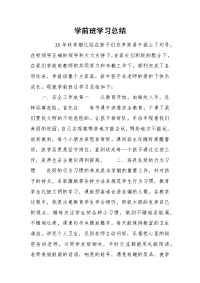 2021学前班学习总结