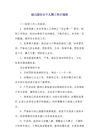 幼儿园安全个人周工作计划表