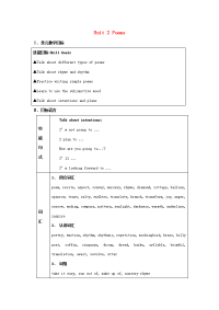 高中英语 Unit 2 Poems教案 新人教版选修6 教案