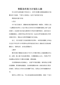 寒假计划 寒假计划大全 寒假各科复习计划怎么做