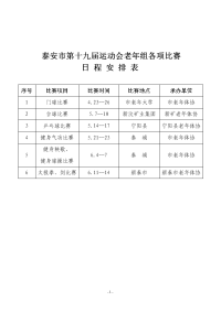 泰安市第19届运动会老年组规程