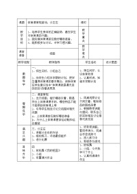 小学体育表格式教案