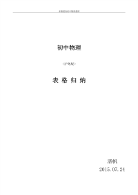 沪粤版初中中考物理知识点及公式汇总