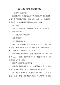 xx年副总经理述职报告