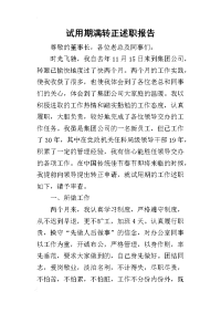 试用期满转正的述职报告