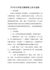 xx年小学语文教研组工作计划表