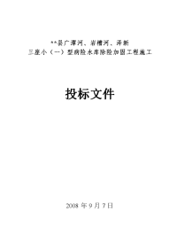 2008年某县广潭河岩槽河、泽新三座小（一）型病险水库除险加固工程施工投标文件