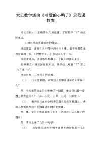 大班数学活动《可爱的小鸭子》示范课教案