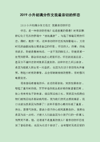 2019小升初满分作文我最亲切的怀恋.docx
