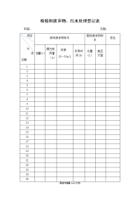 检验科废弃物、污水处理登记表