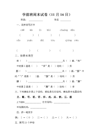 学前班周末试卷2012年冬