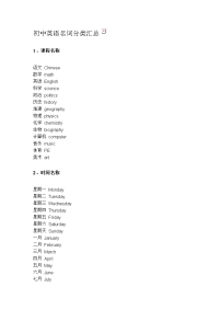 初中英语名词分类汇总