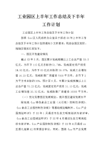 工业园区上半年工作总结及下半年工作计划