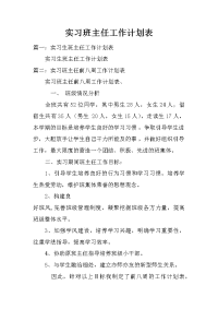 实习班主任工作计划表