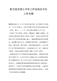 机关党支部上半年工作总结及今后工作安排