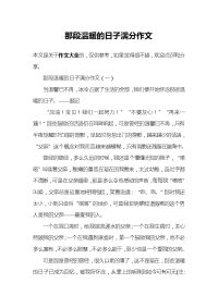 那段温暖的日子满分作文.doc