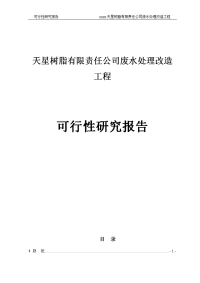 天星树脂废水处理改造工程可行性研究报告