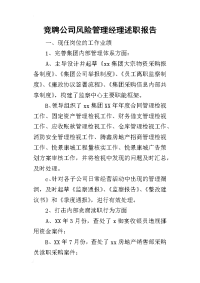 竞聘公司风险管理经理的述职报告