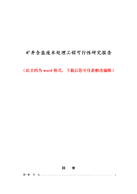 矿井含盐废水处理工程可行性分析报告