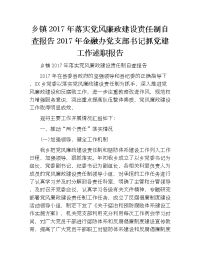 乡镇2017年落实党风廉政建设责任制自查报告2017年金融办党支部书记抓党建工作述职报告