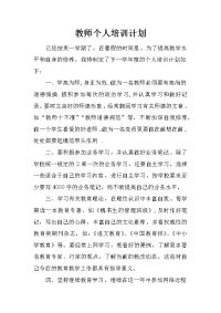 教师个人培训计划