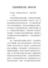 无论是进度计划，成本计划