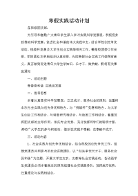 寒假计划 寒假计划汇总 寒假实践活动计划