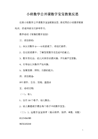 小班数学公开课数字宝宝教案反思