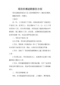 项目经理述职报告介绍