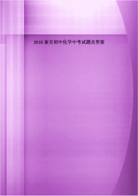 2016泰安初中化学中考试题及答案