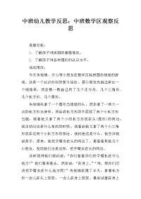 中班幼儿教学反思：中班数学区观察反思.docx